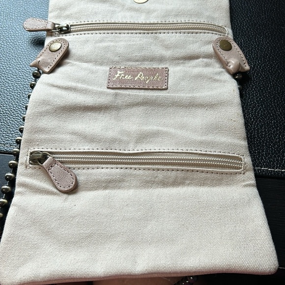 Free People Goat Leather Crossbody Bag Beaded Strap Pockets - Picture 6 of 9